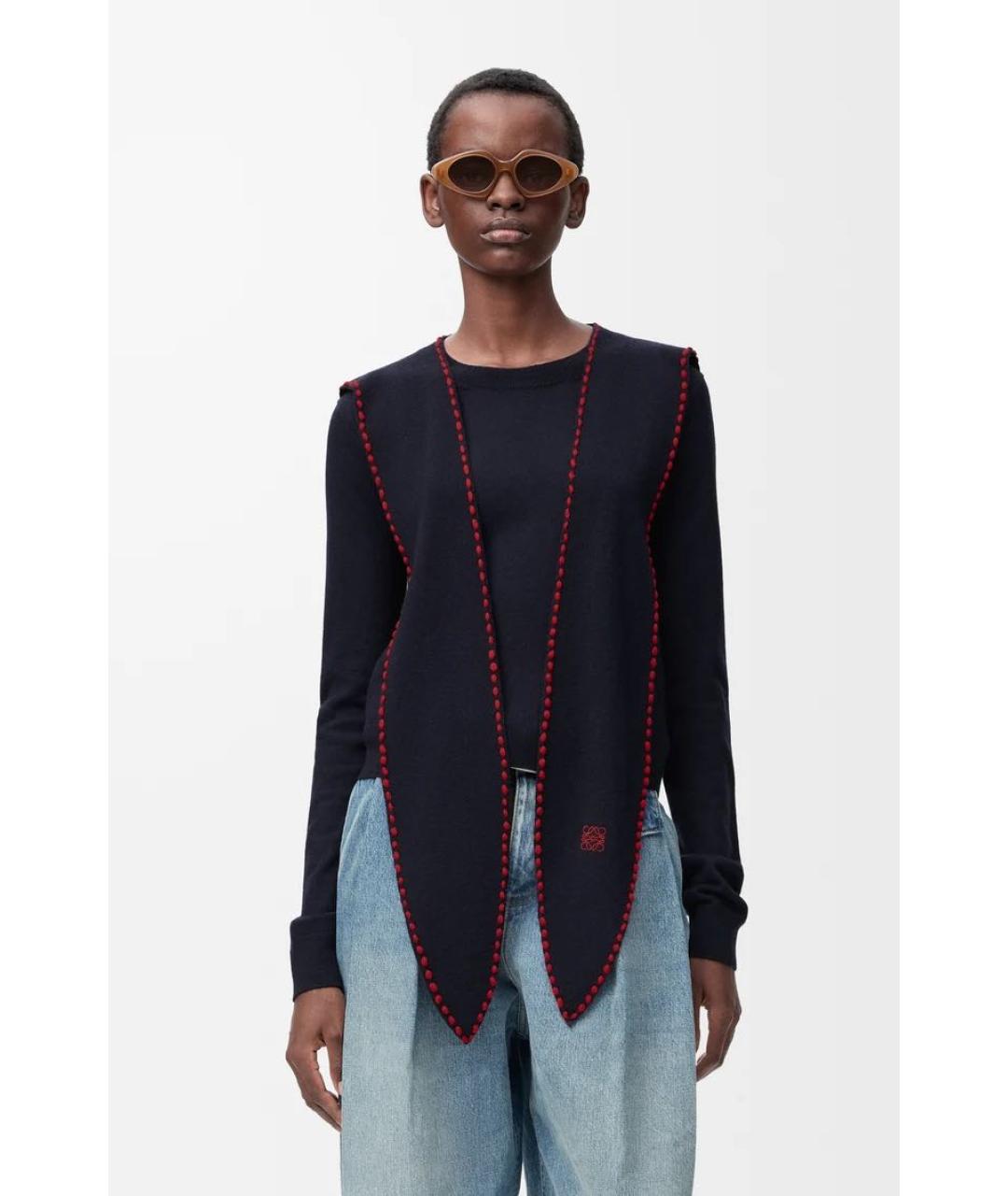 LOEWE Темно-синее шерстяное повседневное платье, фото 2