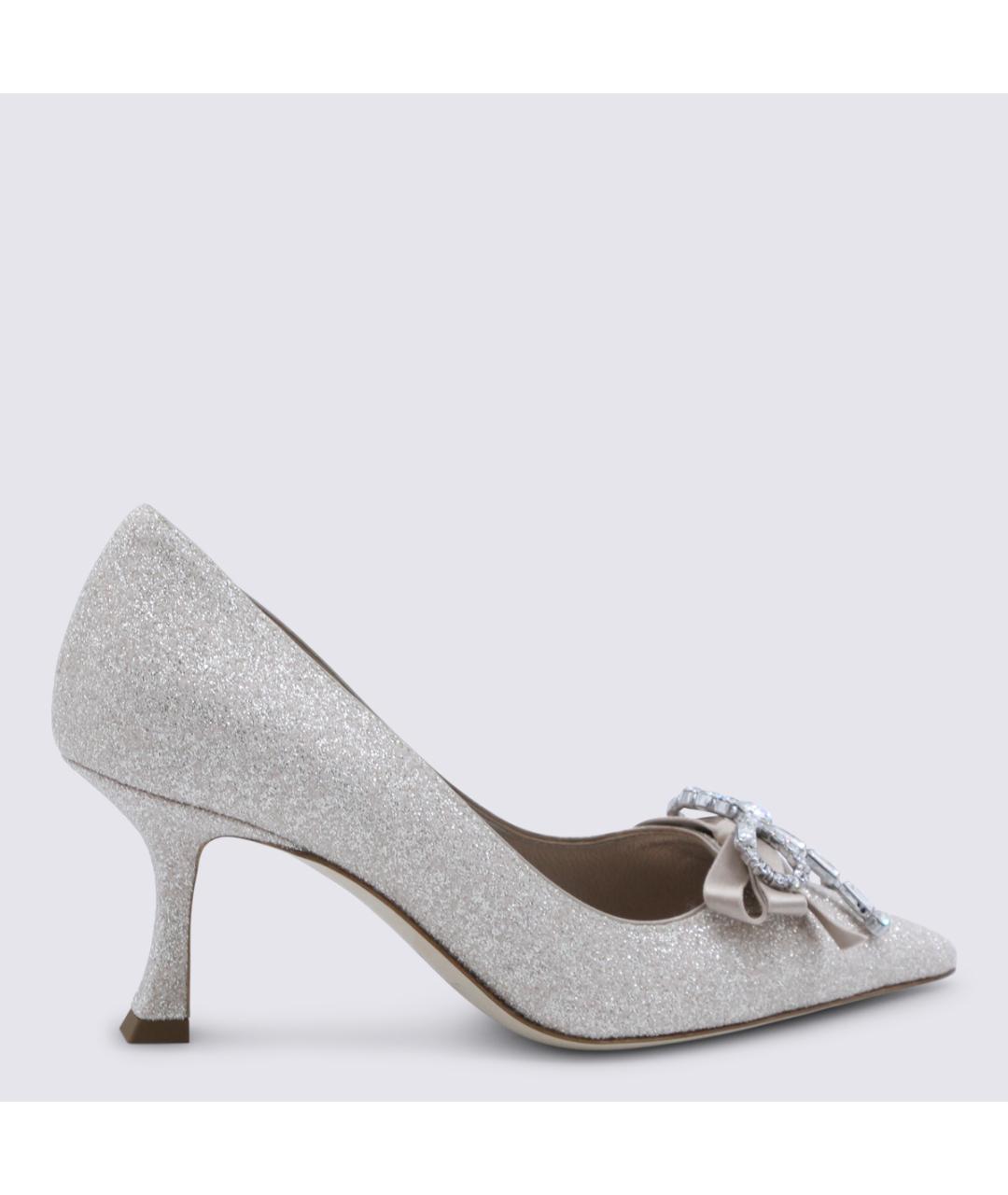 JIMMY CHOO Серебряные текстильные туфли, фото 3