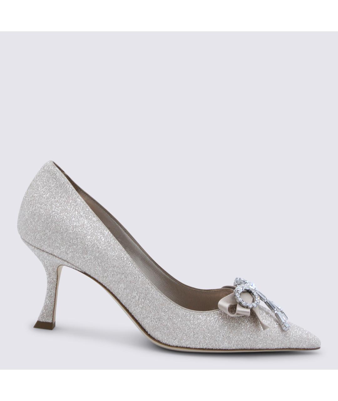 JIMMY CHOO Серебряные текстильные туфли, фото 5