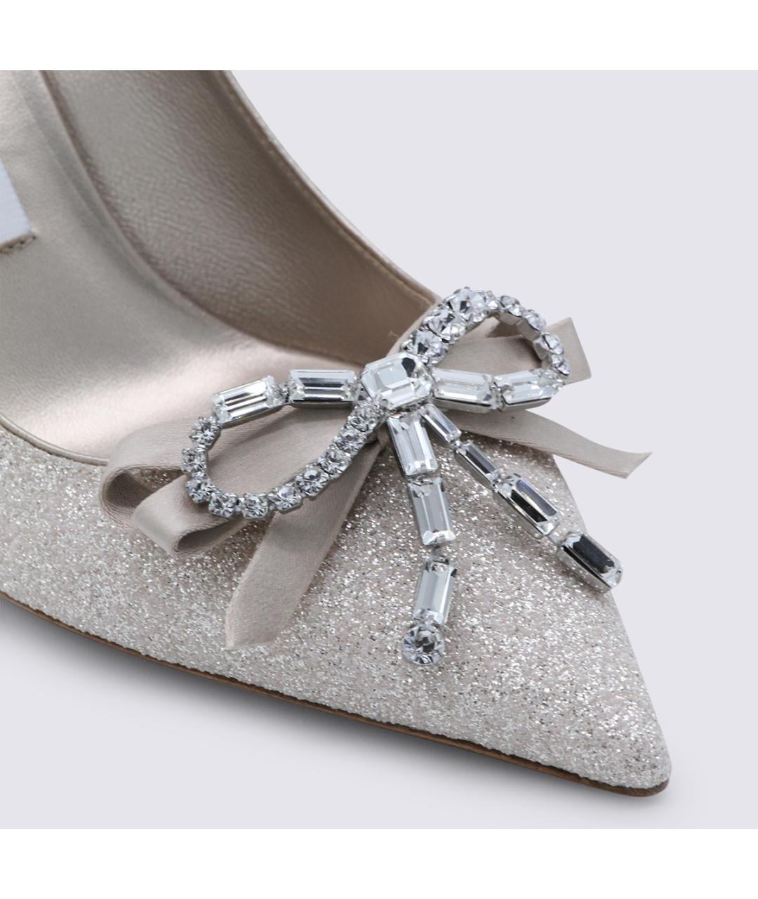 JIMMY CHOO Серебряные текстильные туфли, фото 4