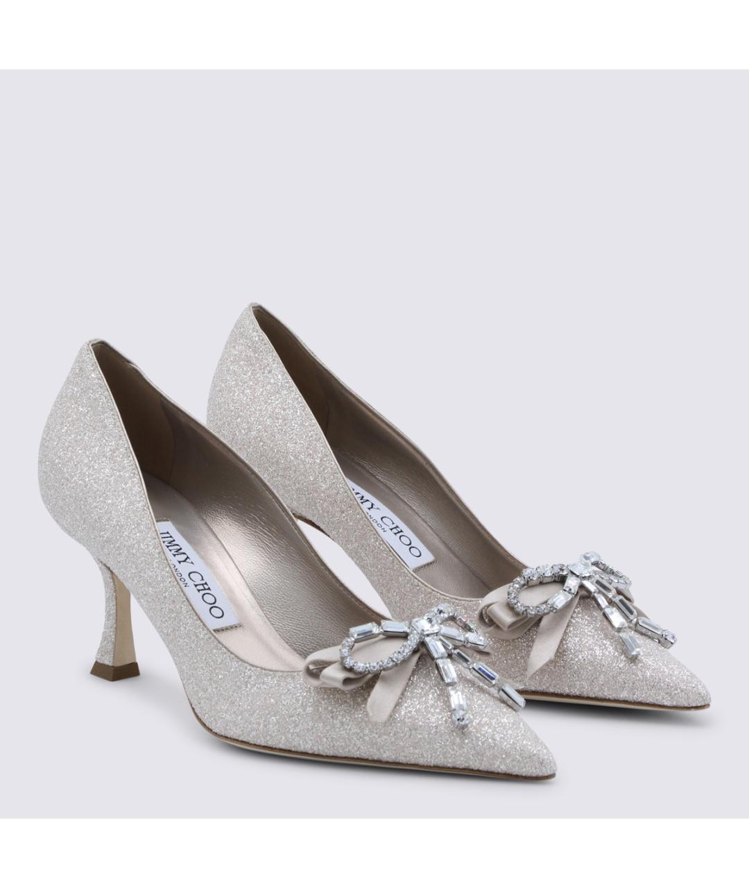 JIMMY CHOO Серебряные текстильные туфли, фото 2