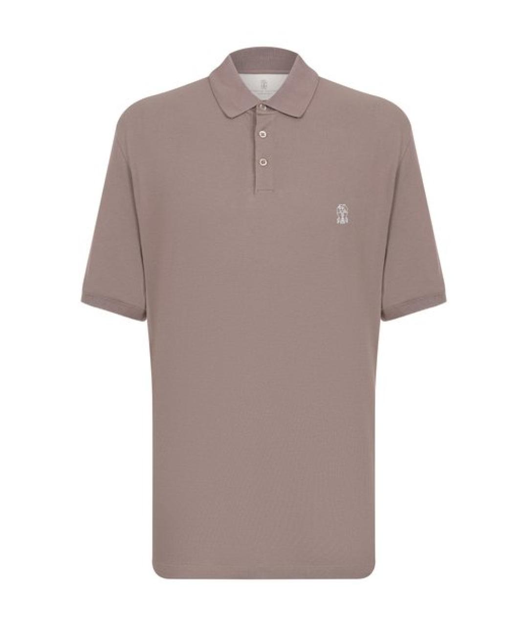 BRUNELLO CUCINELLI Бежевое хлопковое поло с коротким рукавом, фото 1