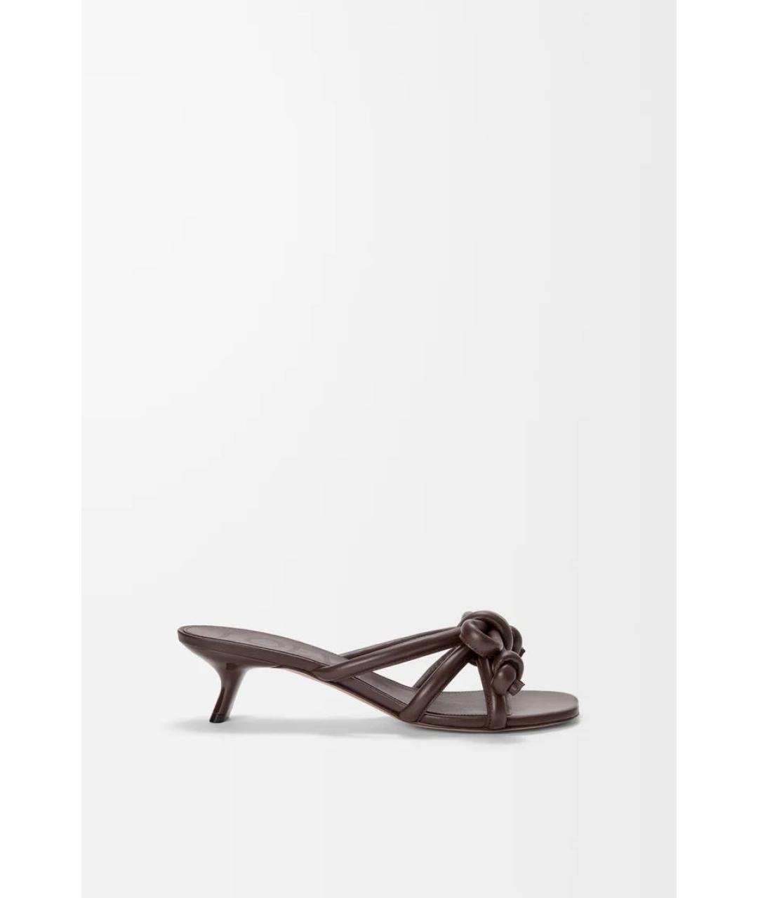 LOEWE Коричневые кожаные мюли, фото 5