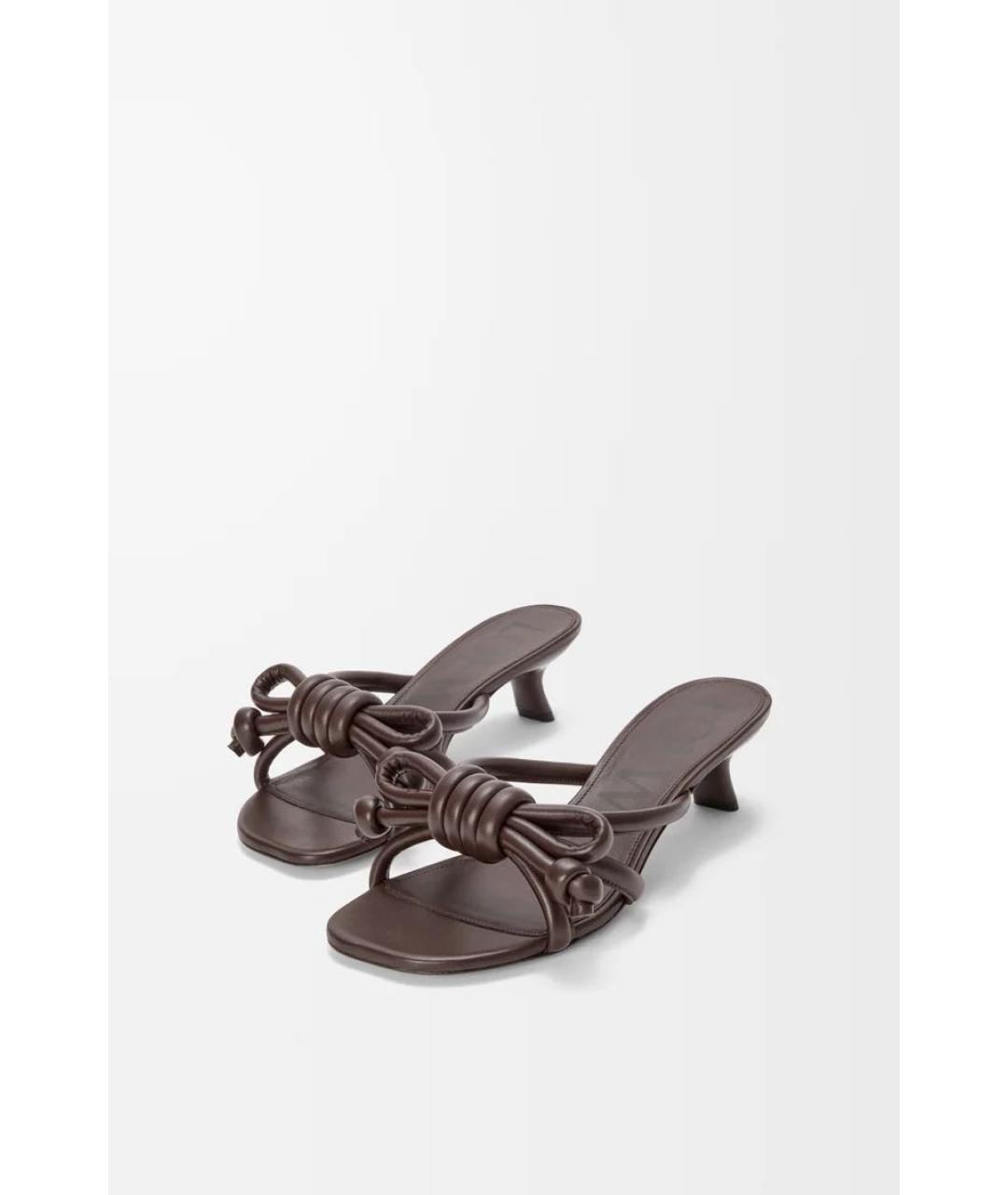 LOEWE Коричневые кожаные мюли, фото 3