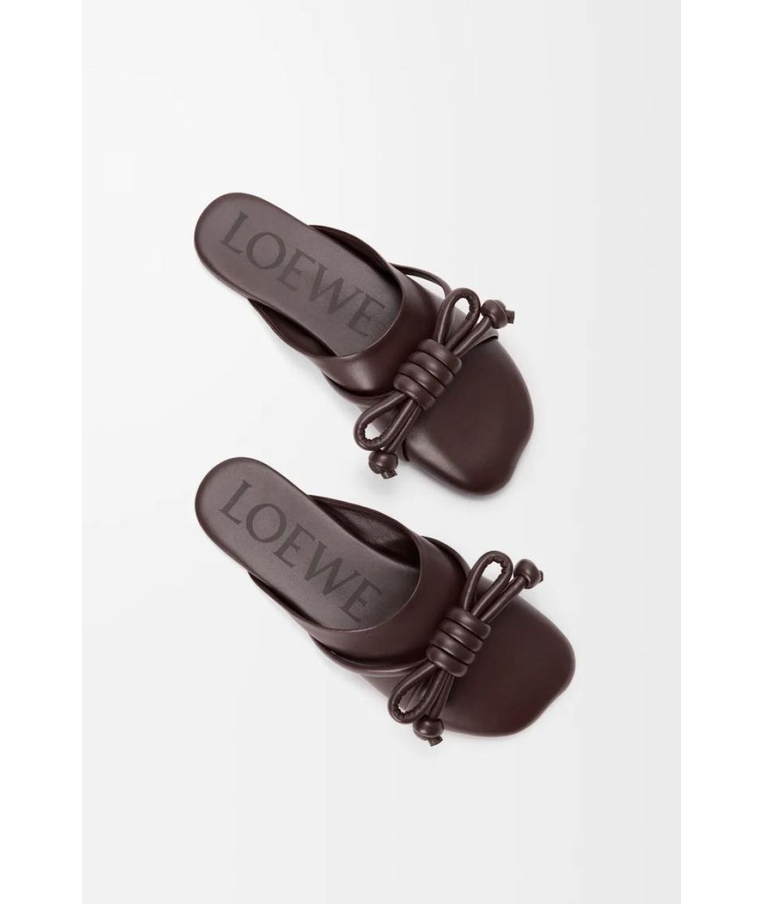 LOEWE Коричневые кожаные мюли, фото 4