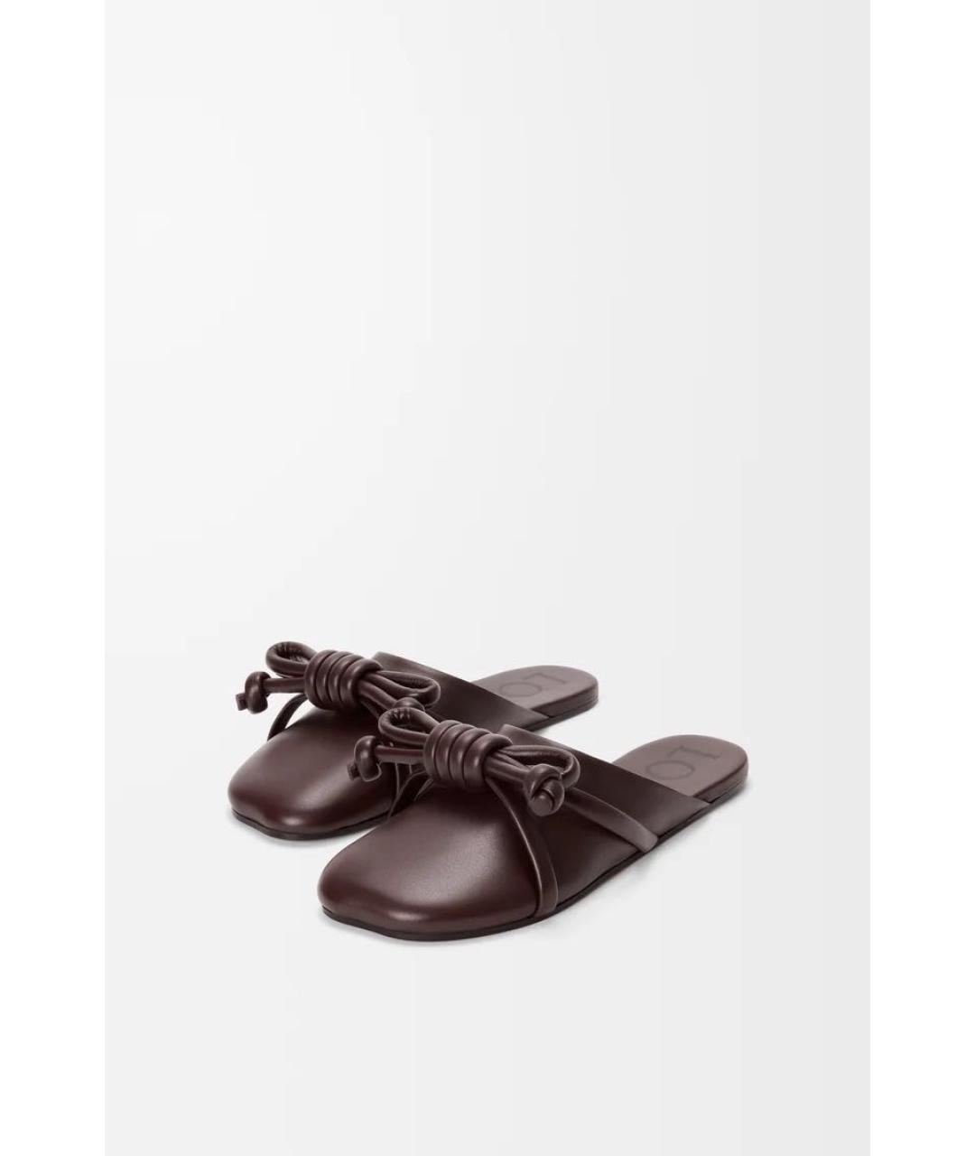 LOEWE Коричневые кожаные мюли, фото 3