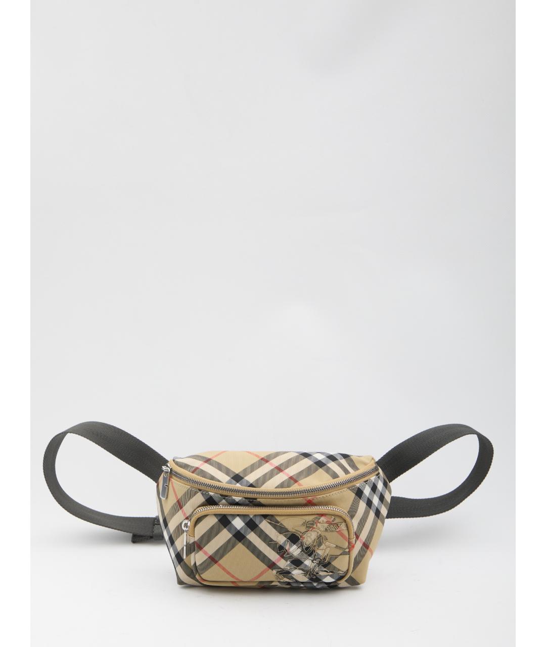 BURBERRY Бежевая синтетическая поясная сумка, фото 5