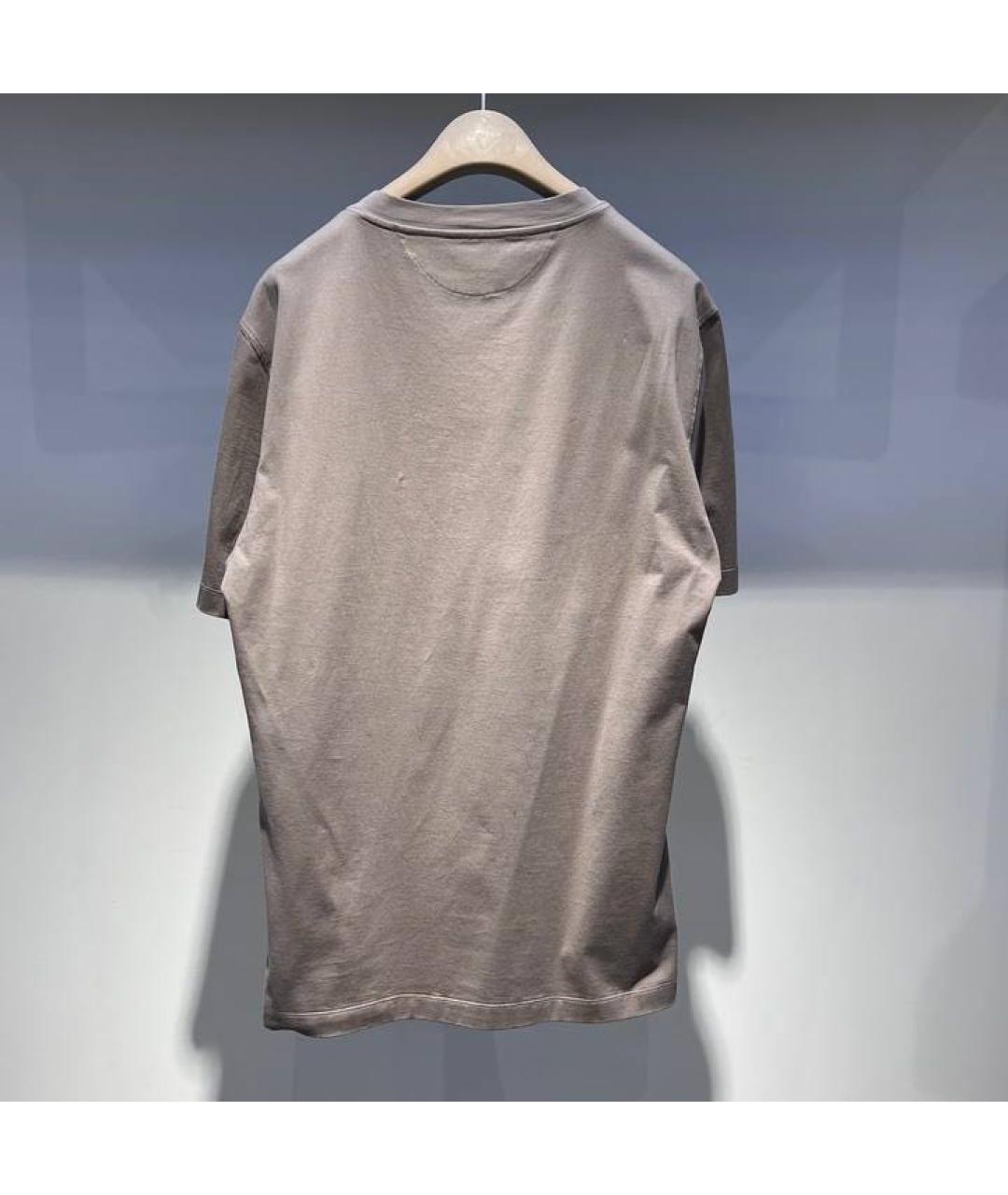 BRUNELLO CUCINELLI Бежевая хлопковая футболка, фото 3