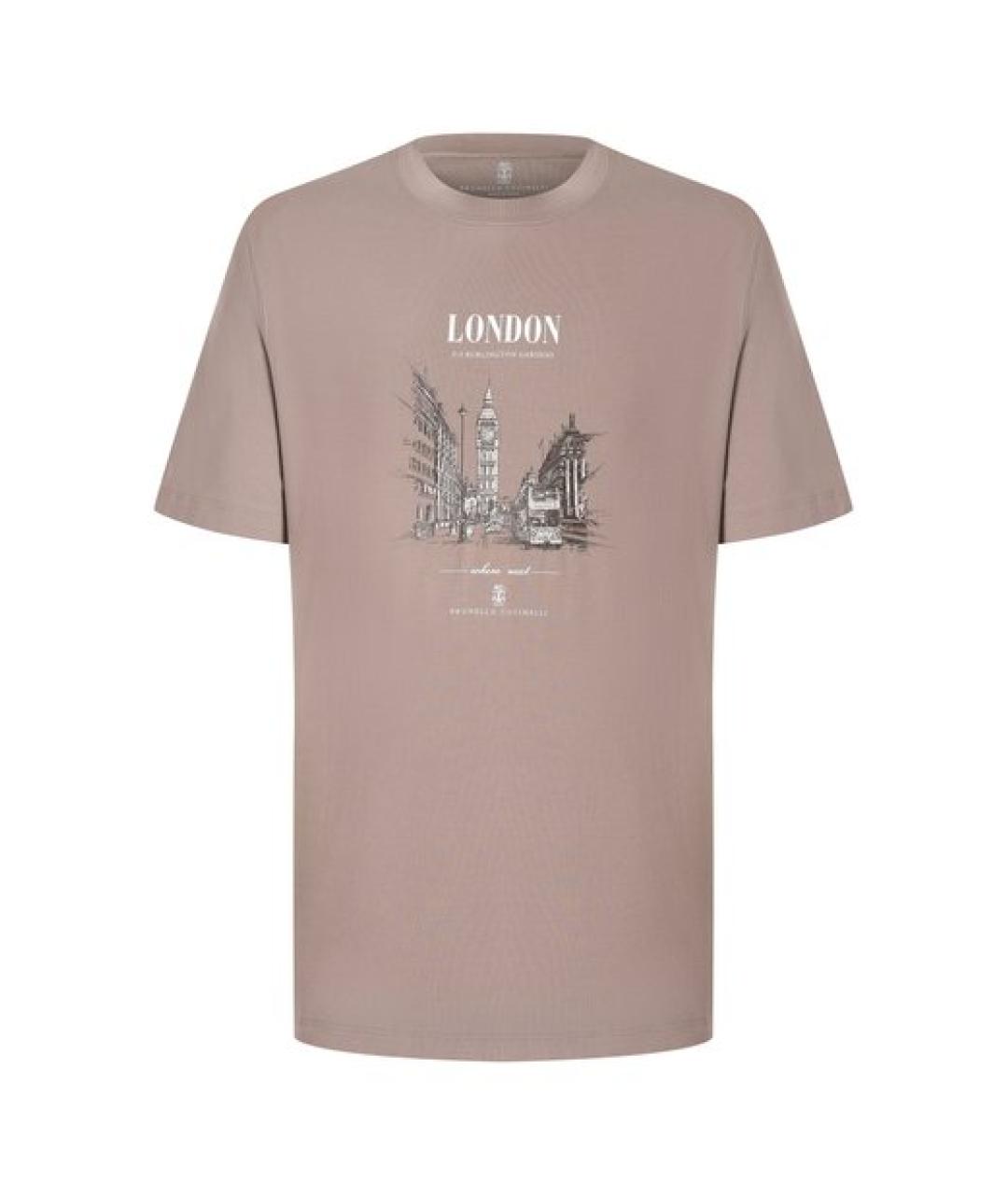 BRUNELLO CUCINELLI Бежевая хлопковая футболка, фото 1