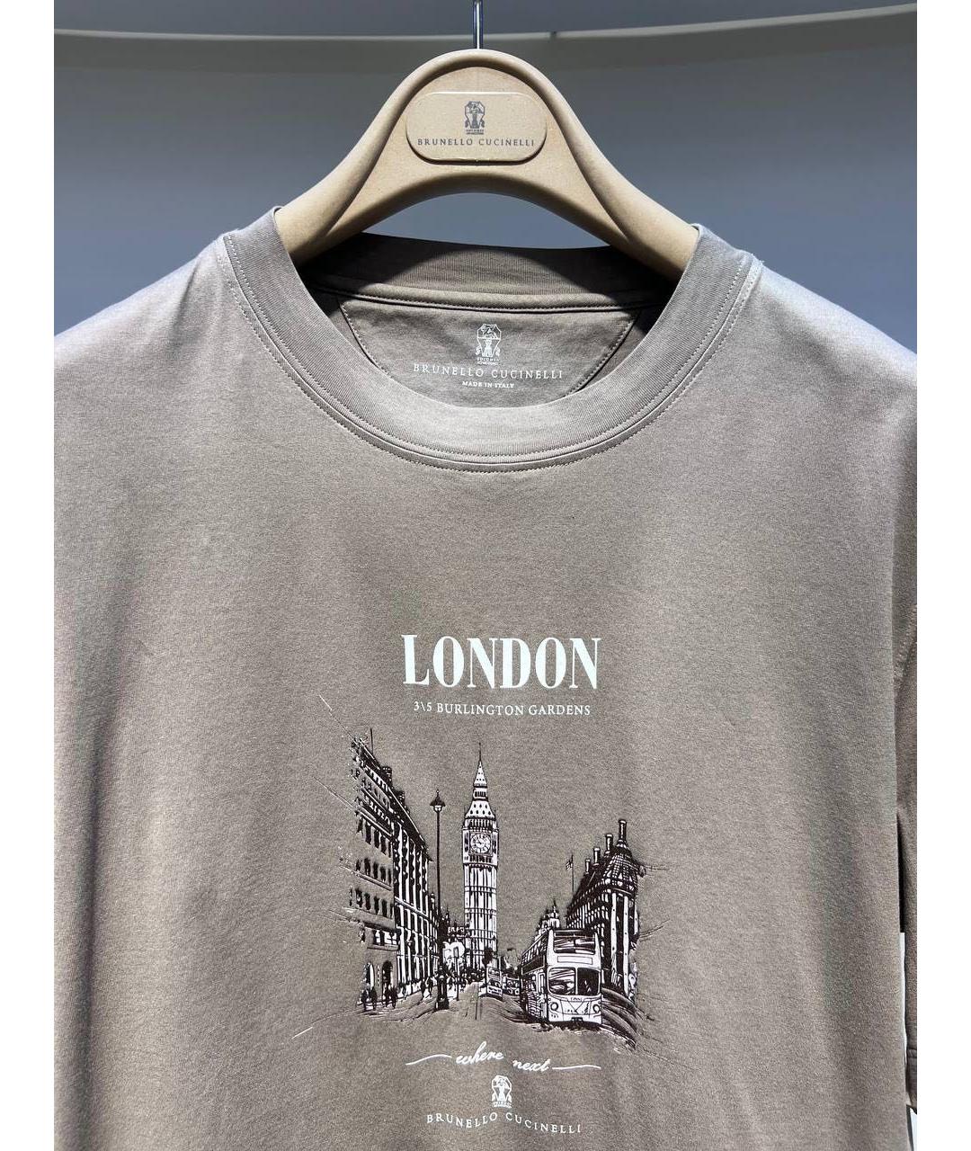 BRUNELLO CUCINELLI Бежевая хлопковая футболка, фото 4
