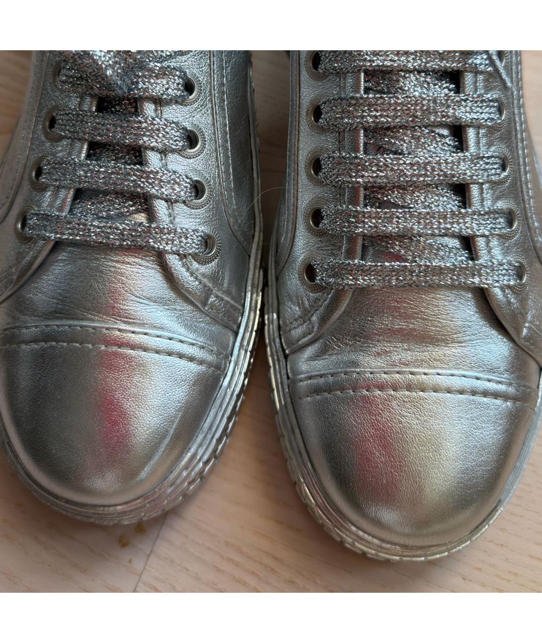 CHANEL Серебряные кожаные кеды, фото 8