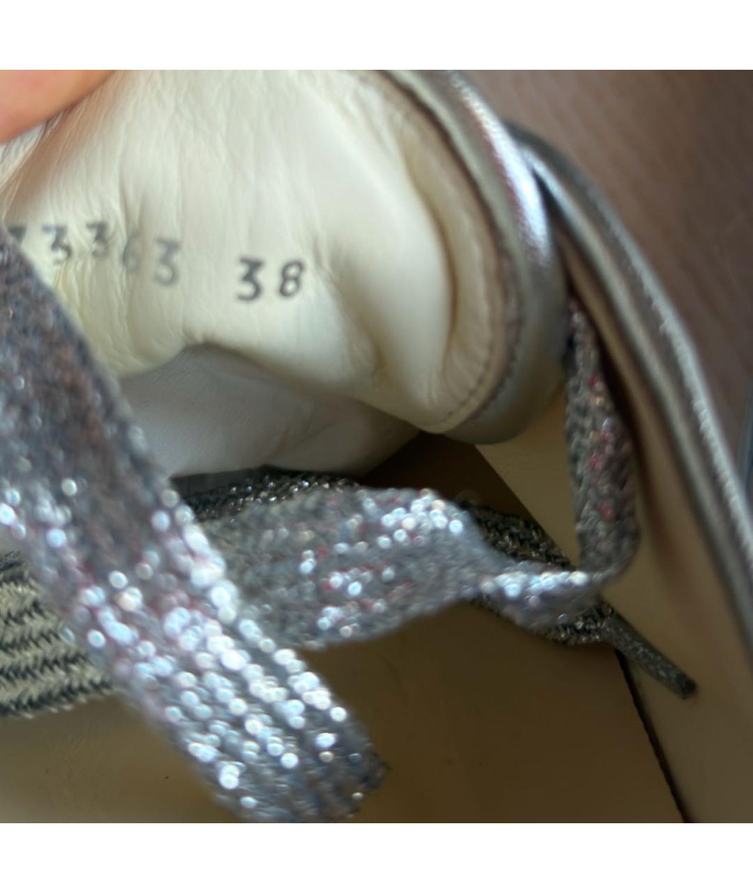 CHANEL Серебряные кожаные кеды, фото 5