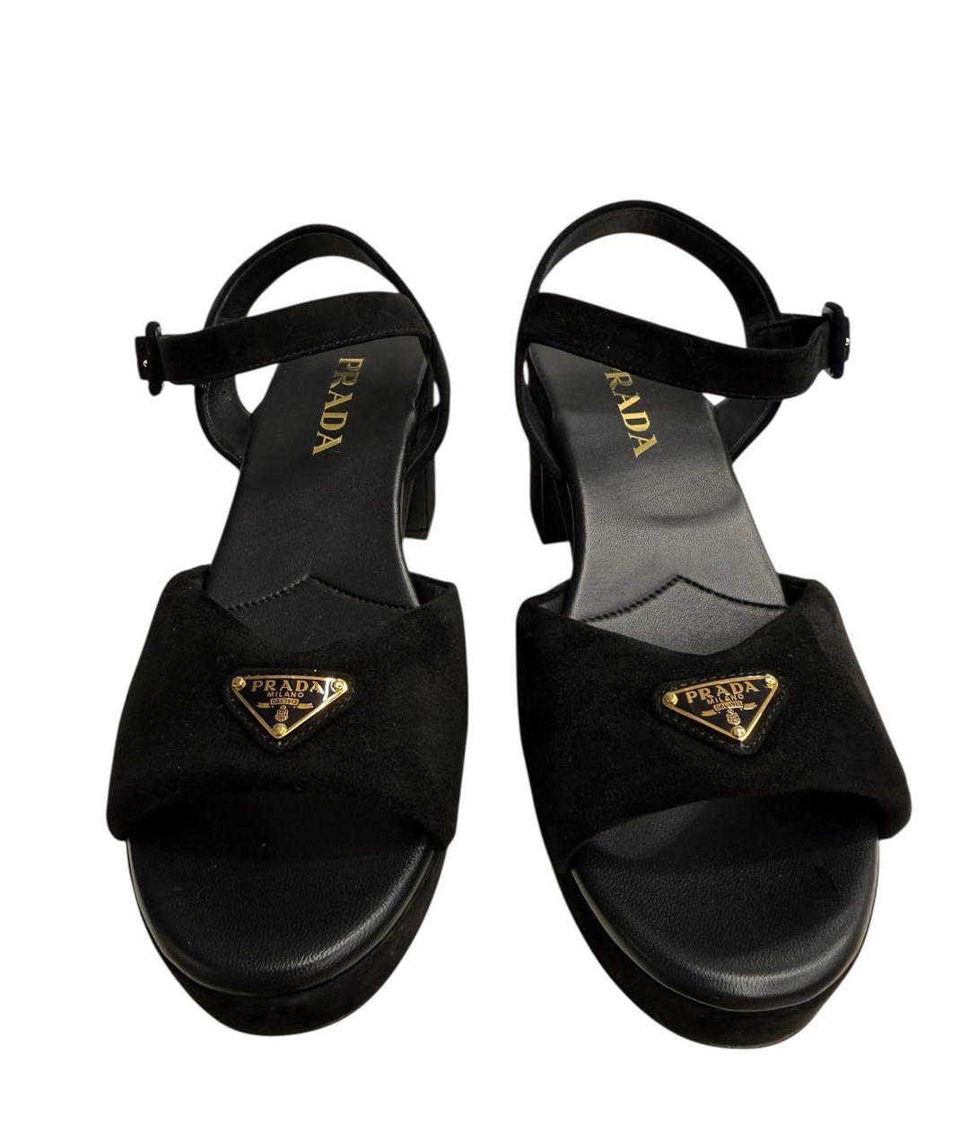 PRADA Черные замшевые босоножки, фото 2