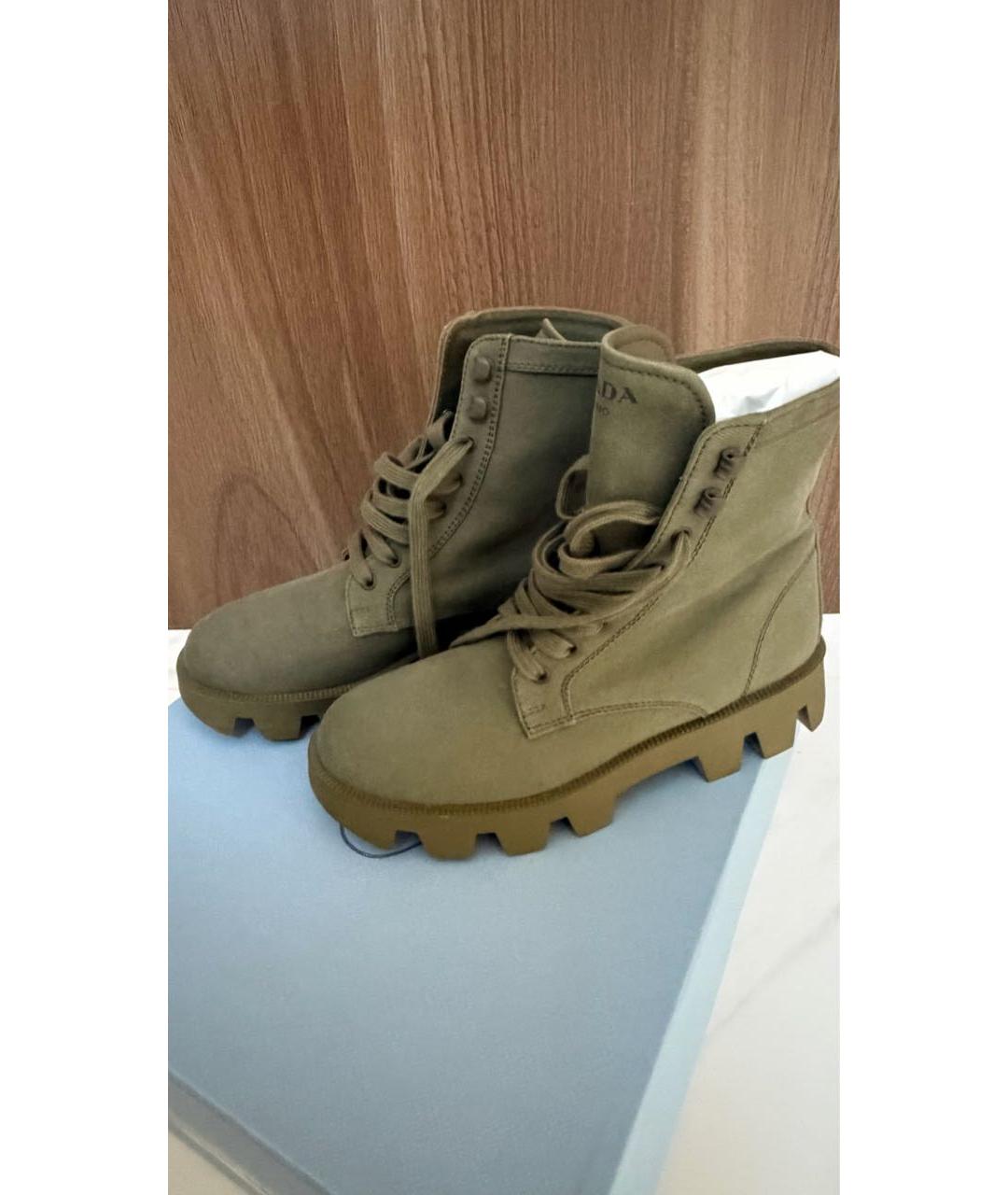 PRADA Хаки текстильные ботинки, фото 7