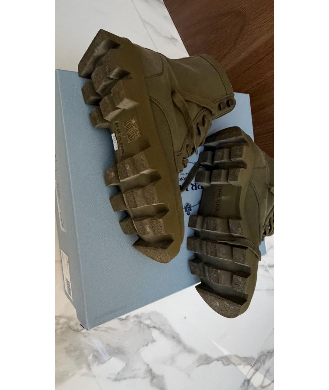 PRADA Хаки текстильные ботинки, фото 5