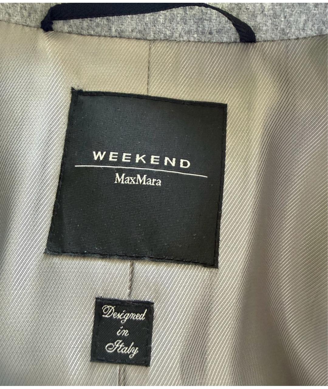 WEEKEND MAX MARA Серое шерстяное пальто, фото 6