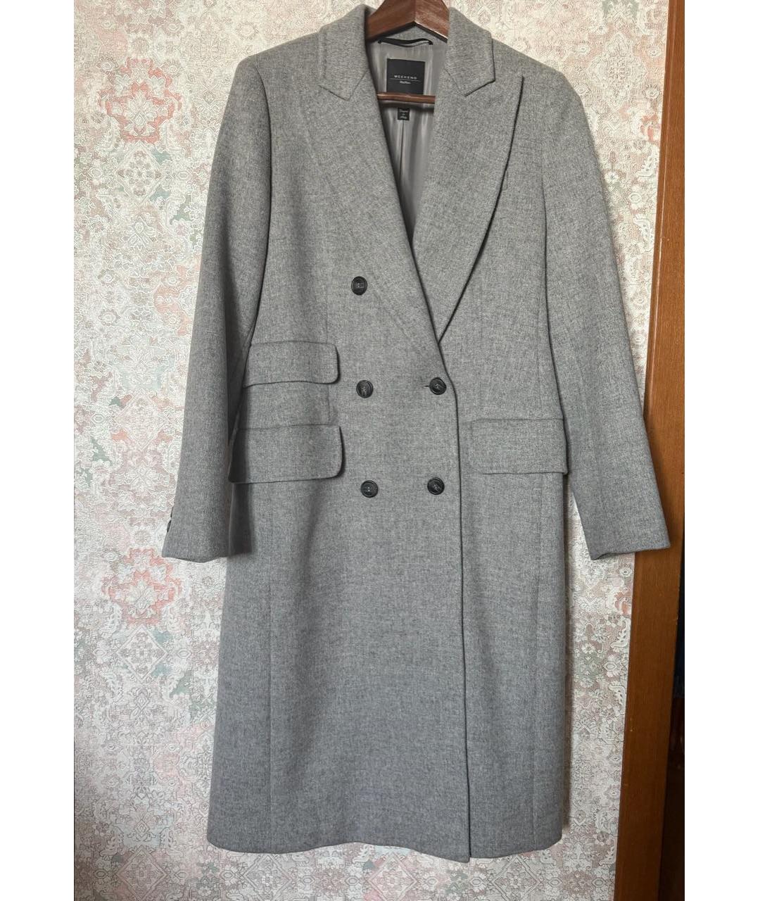 WEEKEND MAX MARA Серое шерстяное пальто, фото 2