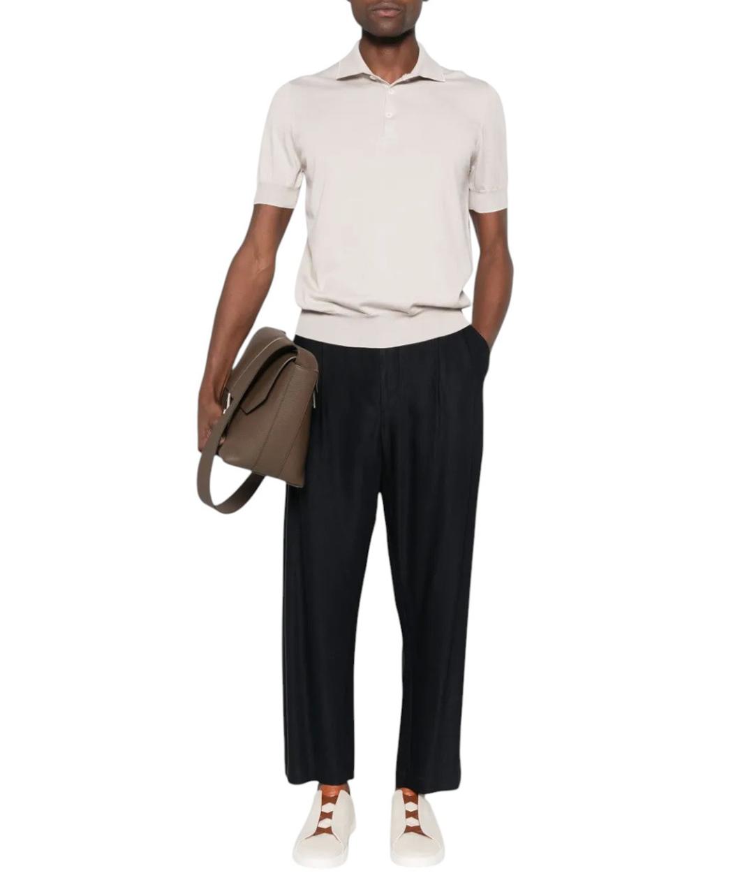 BRUNELLO CUCINELLI Бежевое хлопковое поло с длинным рукавом, фото 2