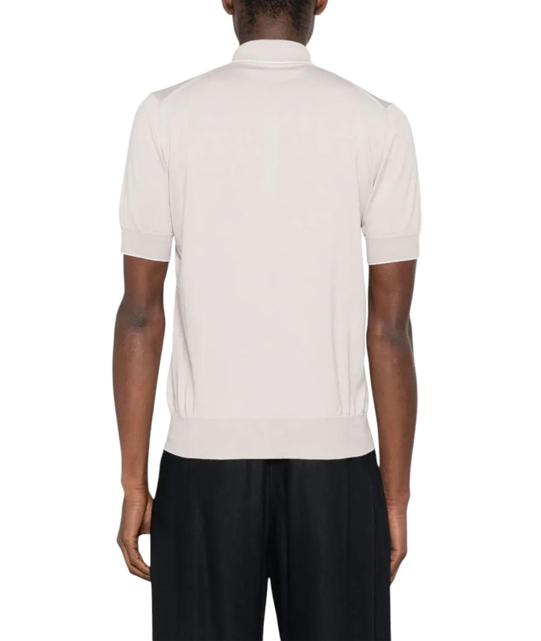 BRUNELLO CUCINELLI Бежевое хлопковое поло с длинным рукавом, фото 3