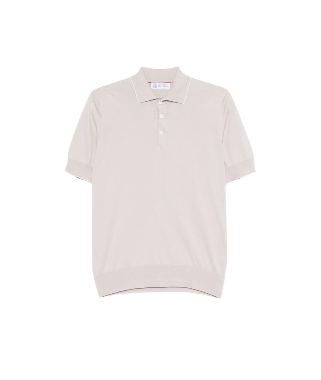 BRUNELLO CUCINELLI Бежевое хлопковое поло с длинным рукавом, фото 1