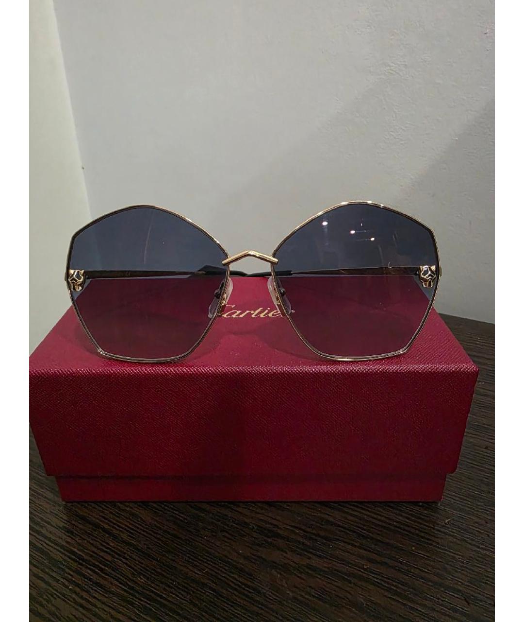 CARTIER Фиолетовые металлические солнцезащитные очки, фото 4