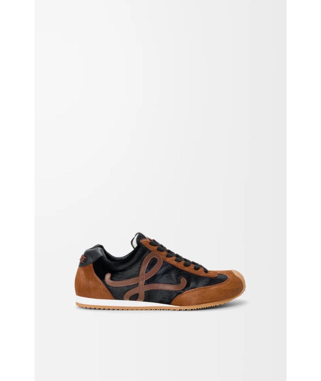 LOEWE Коричневые кожаные кроссовки, фото 5