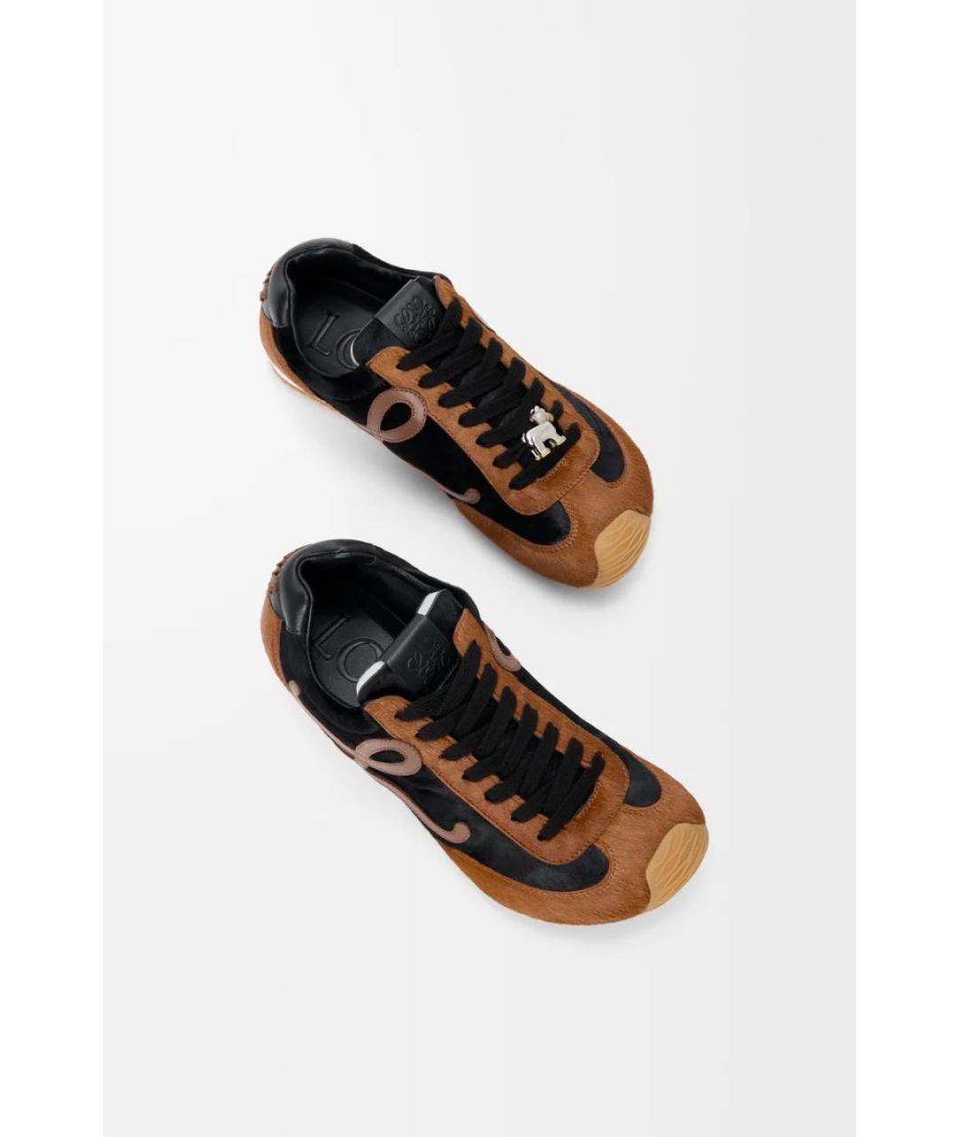 LOEWE Коричневые кожаные кроссовки, фото 4