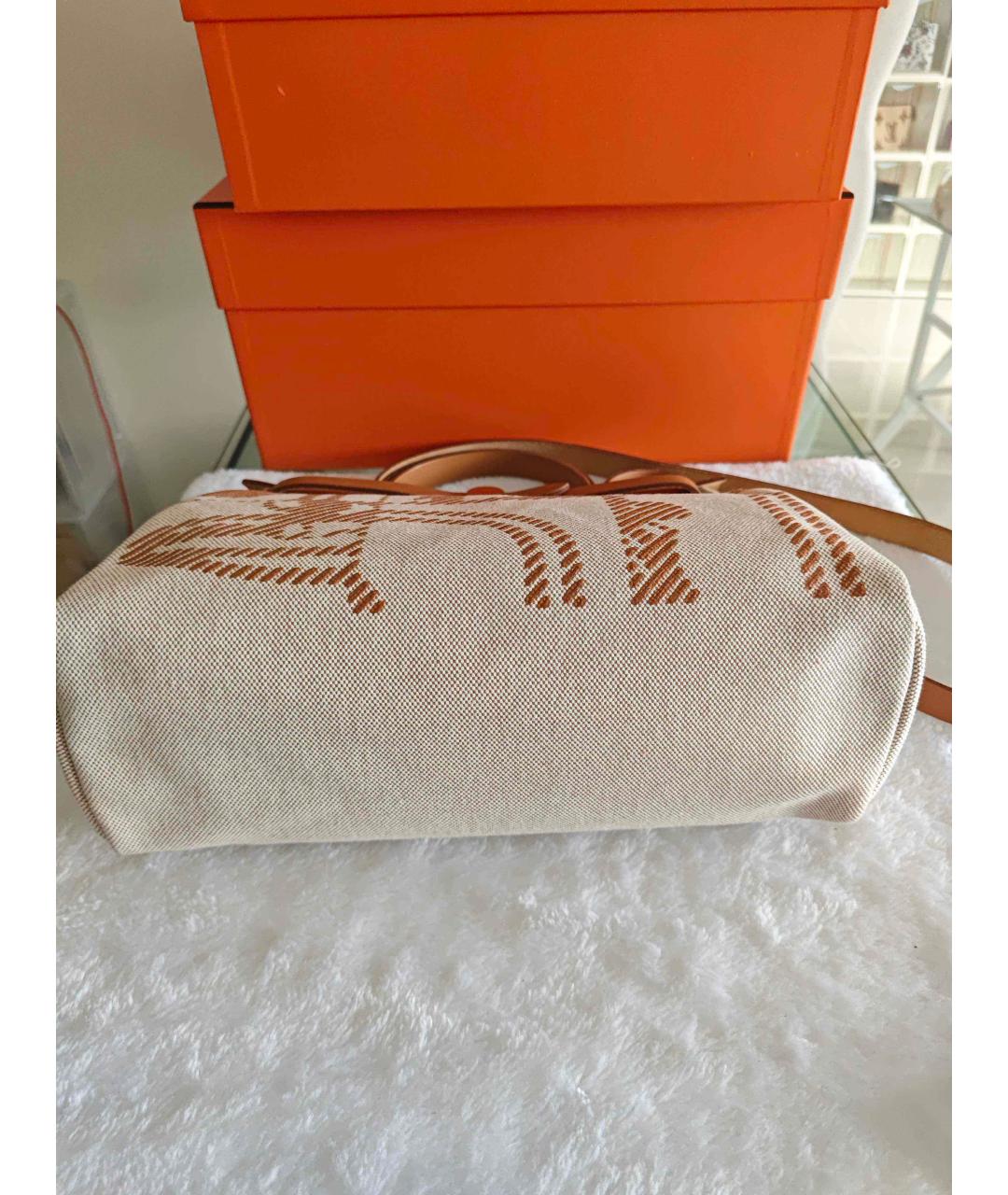 HERMES Коричневая тканевая сумка через плечо, фото 5