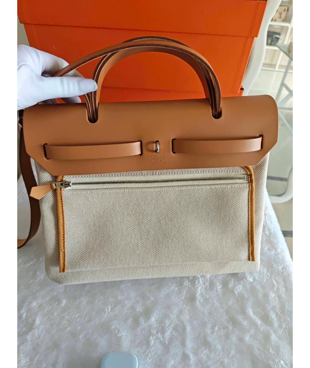 HERMES Коричневая тканевая сумка через плечо, фото 3