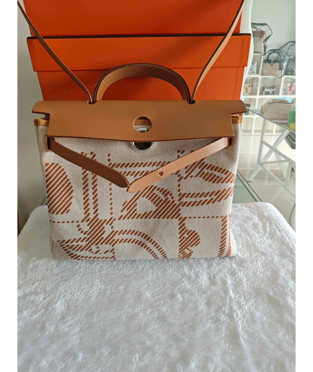 HERMES Коричневая тканевая сумка через плечо, фото 2