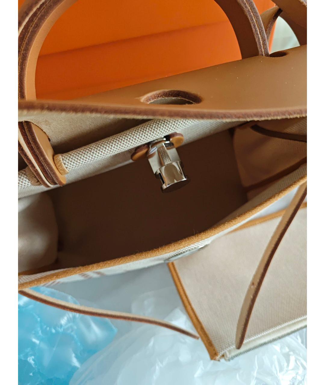 HERMES Коричневая тканевая сумка через плечо, фото 4