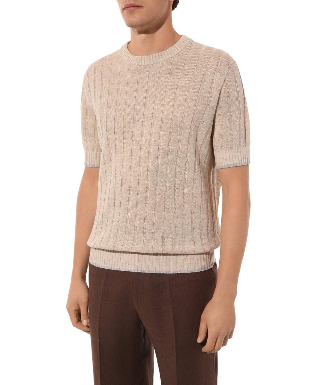 BRUNELLO CUCINELLI Бежевый льняной джемпер / свитер, фото 2