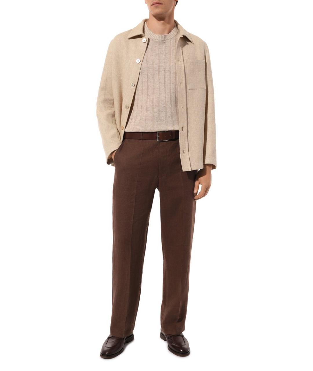 BRUNELLO CUCINELLI Бежевый льняной джемпер / свитер, фото 3