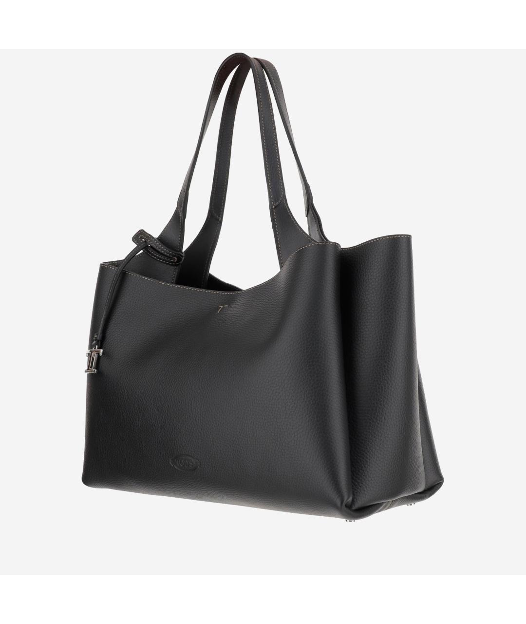 TOD'S Черная кожаная сумка тоут, фото 2