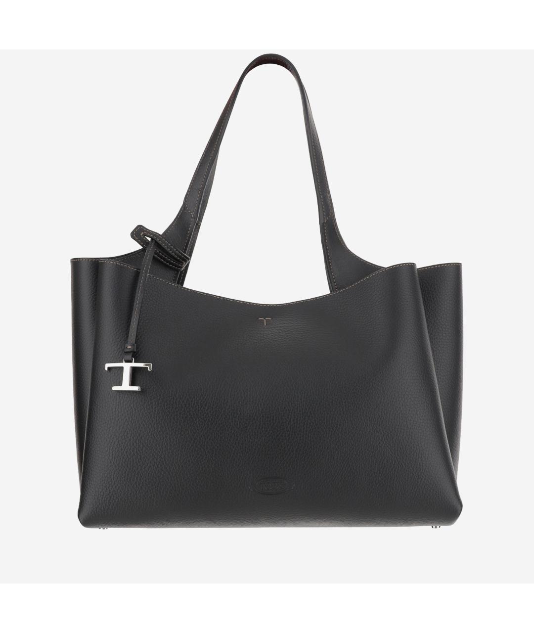 TOD'S Черная кожаная сумка тоут, фото 5