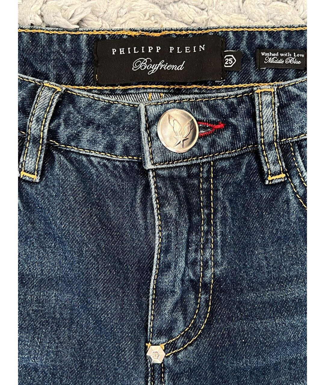 PHILIPP PLEIN Синие хлопковые джинсы слим, фото 3