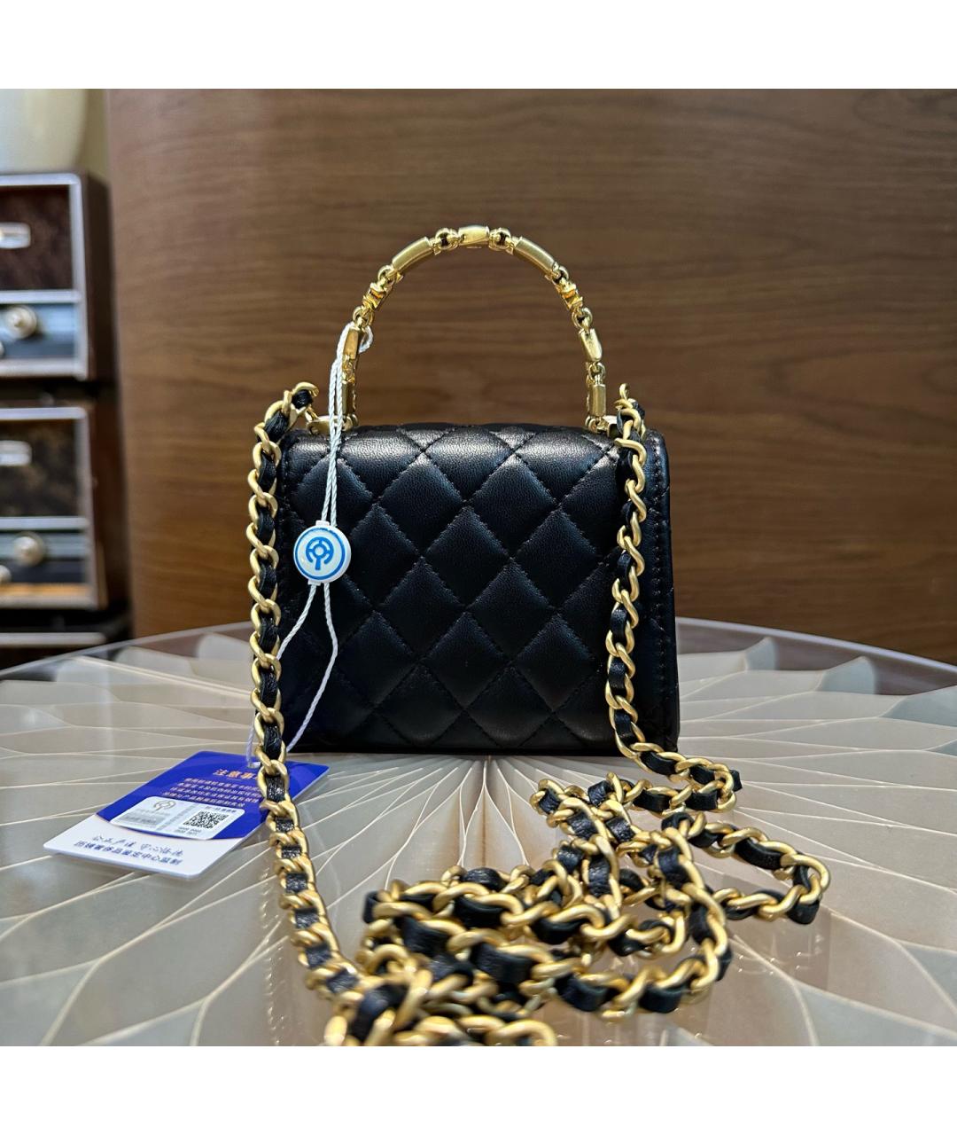 CHANEL Черная кожаная сумка через плечо, фото 4