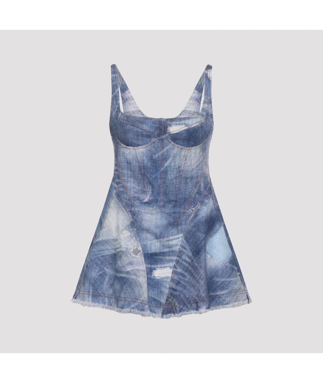 ROBERTO CAVALLI Синее хлопковое платье, фото 2