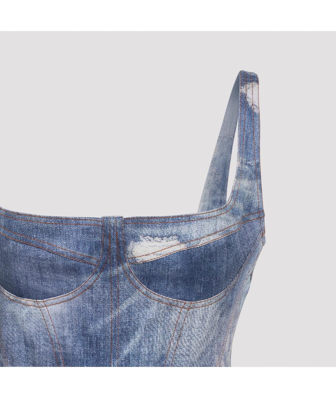 ROBERTO CAVALLI Синее хлопковое платье, фото 4