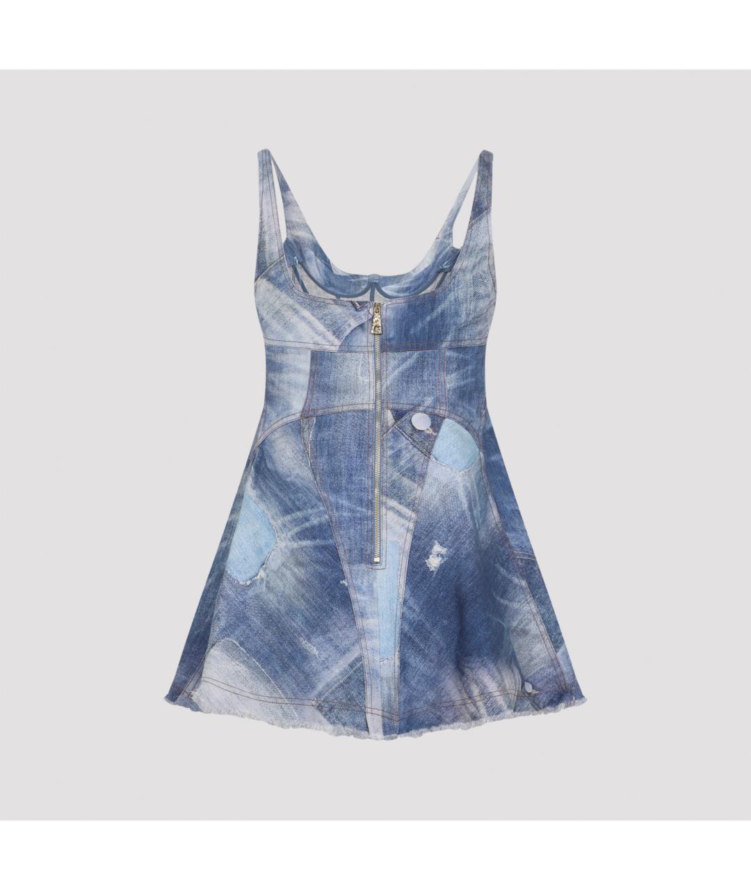 ROBERTO CAVALLI Синее хлопковое платье, фото 3