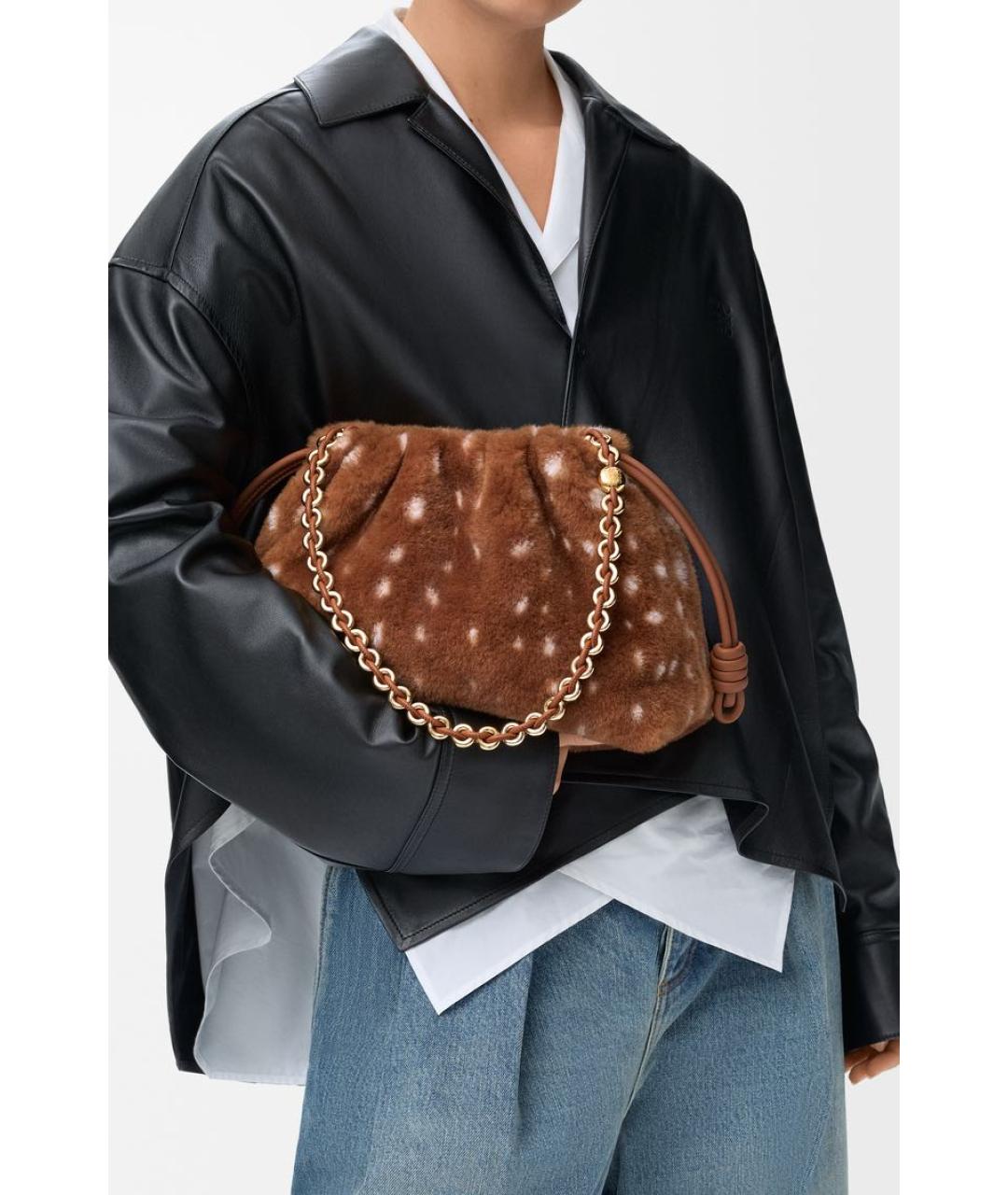 LOEWE Коричневая шерстяная сумка через плечо, фото 2