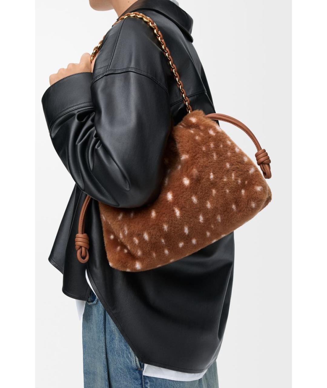 LOEWE Коричневая шерстяная сумка через плечо, фото 3