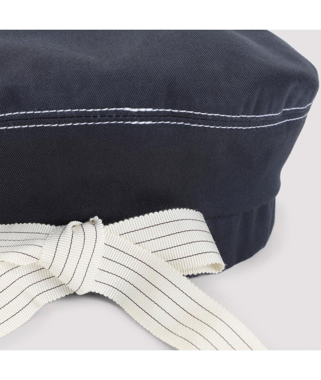 MAISON MICHEL Темно-синяя хлопковая кепка, фото 5