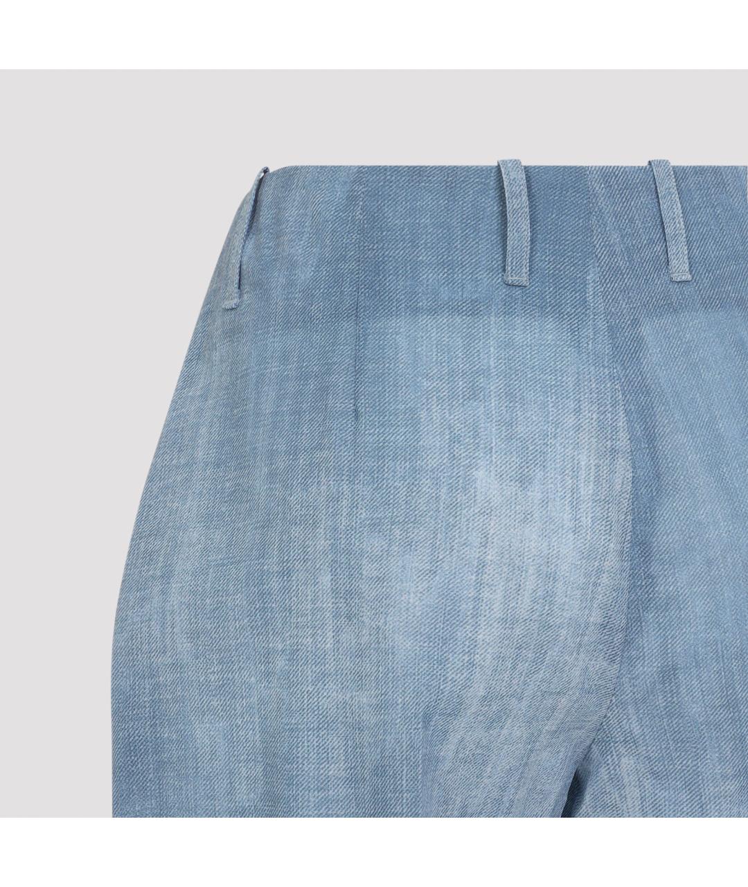 ERMANNO SCERVINO Голубые полиэстеровые прямые брюки, фото 5