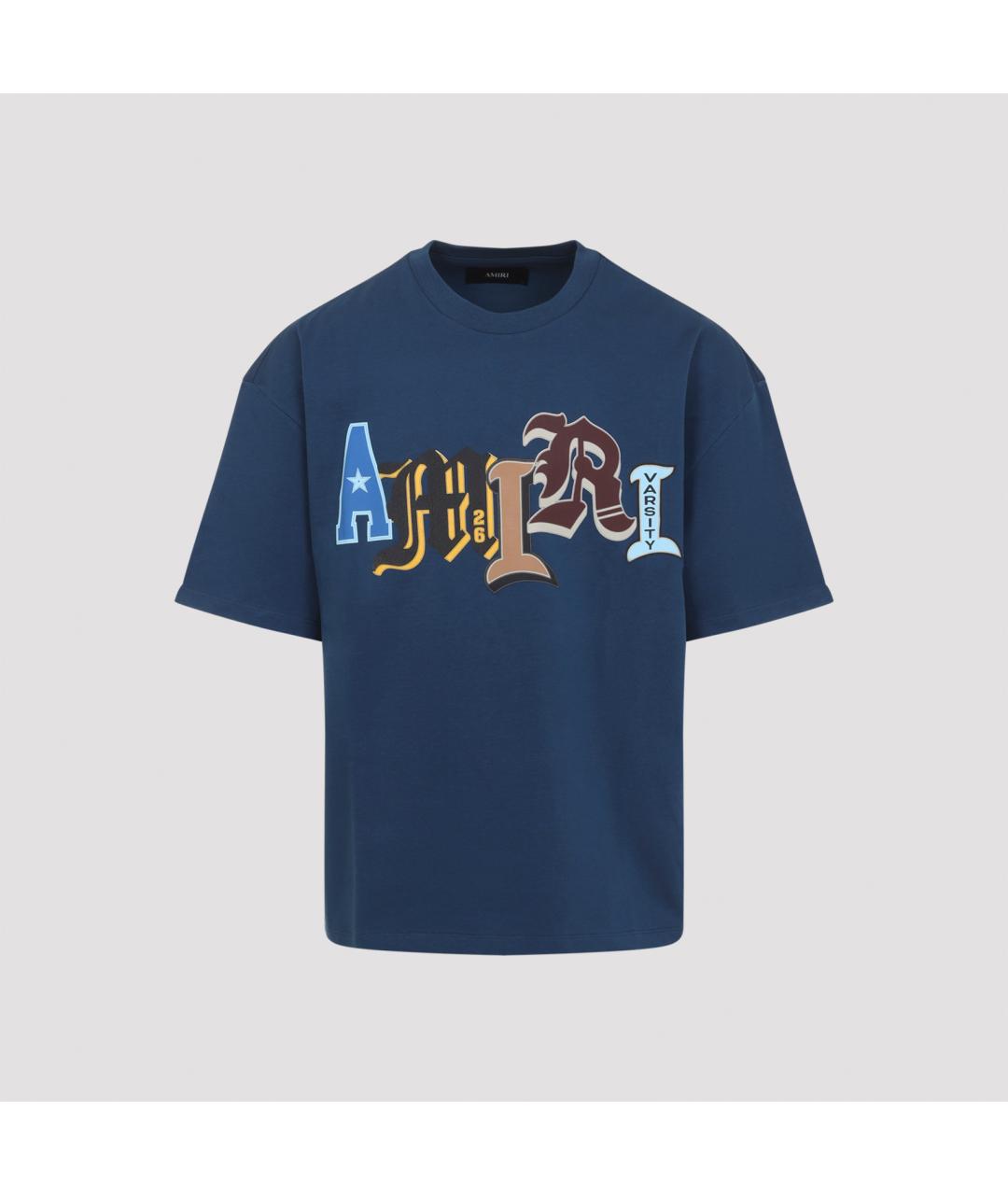 AMIRI Темно-синяя хлопковая футболка, фото 2