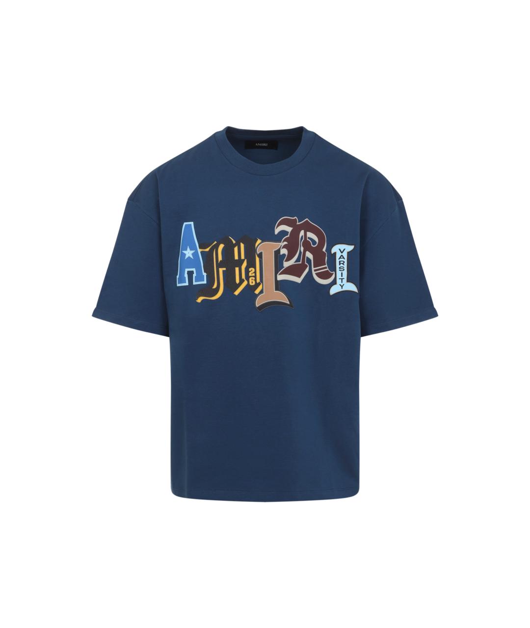 AMIRI Темно-синяя хлопковая футболка, фото 1