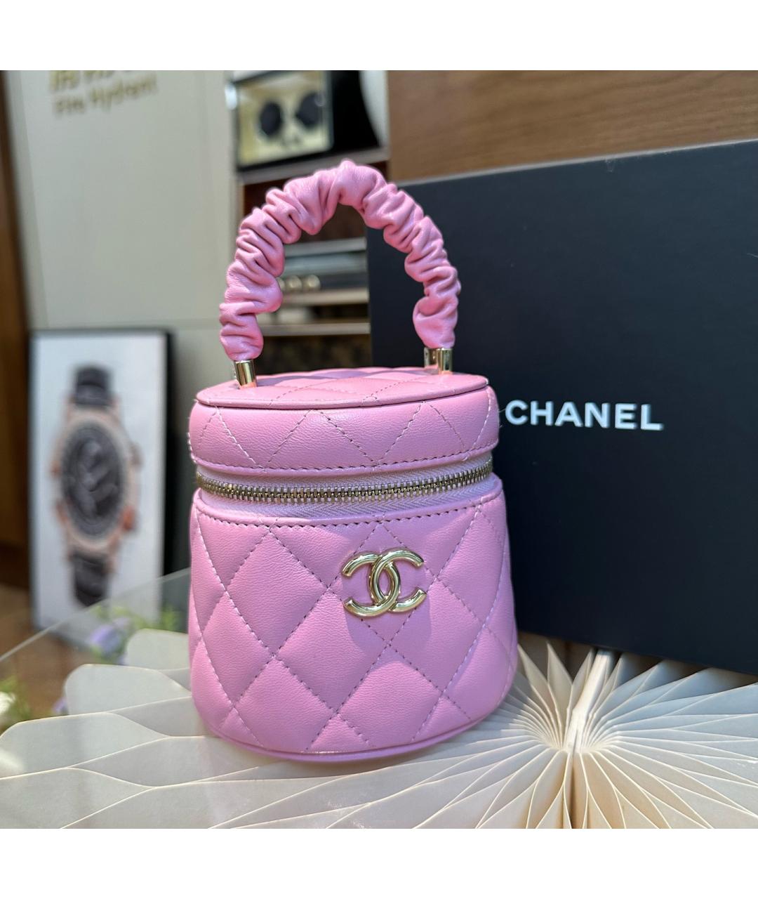 CHANEL Розовая кожаная сумка с короткими ручками, фото 2