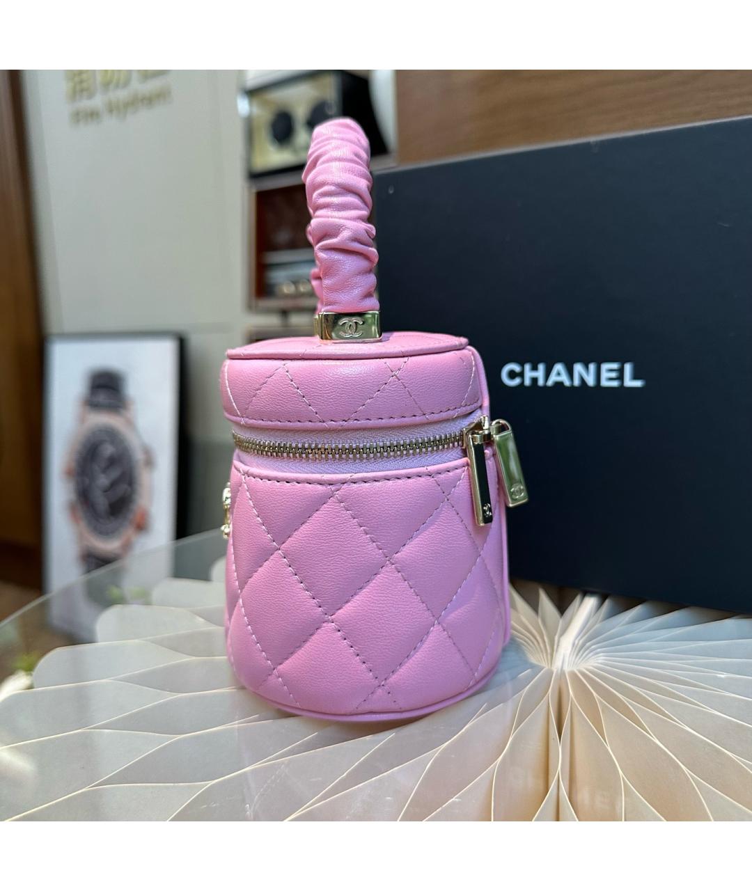 CHANEL Розовая кожаная сумка с короткими ручками, фото 3