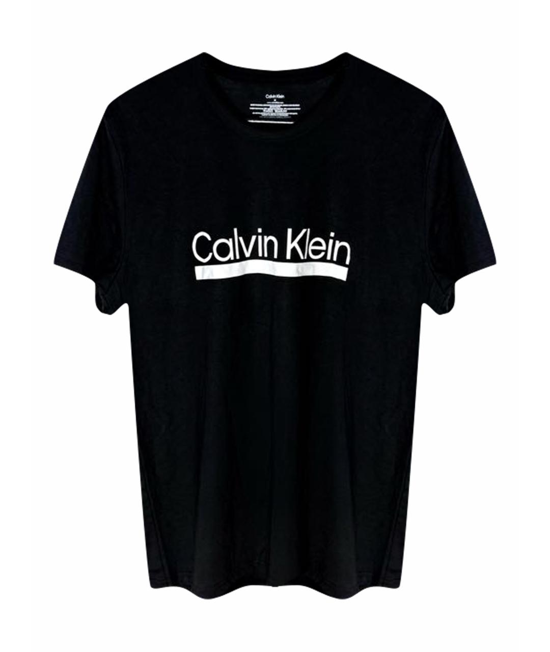 CALVIN KLEIN Черная хлопко-полиэстеровая футболка, фото 1