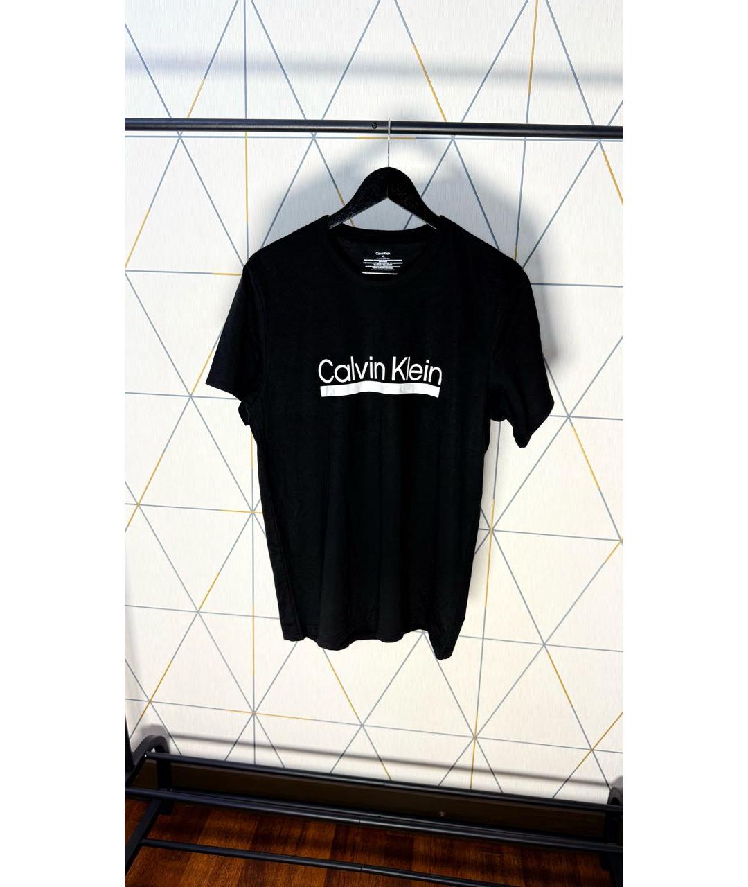 CALVIN KLEIN Черная хлопко-полиэстеровая футболка, фото 5